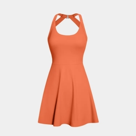 Halara backless cut out twisted side pocket ballet dress orange XS NWT - Picture 4 of 10